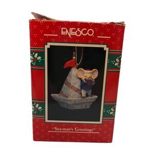Enesco 1990 “Sea-man’s Greetings” Ornament w/ Box – Vintage Mouse Sailor